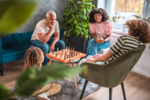 Thanksgiving Day Family Activities playing board games 