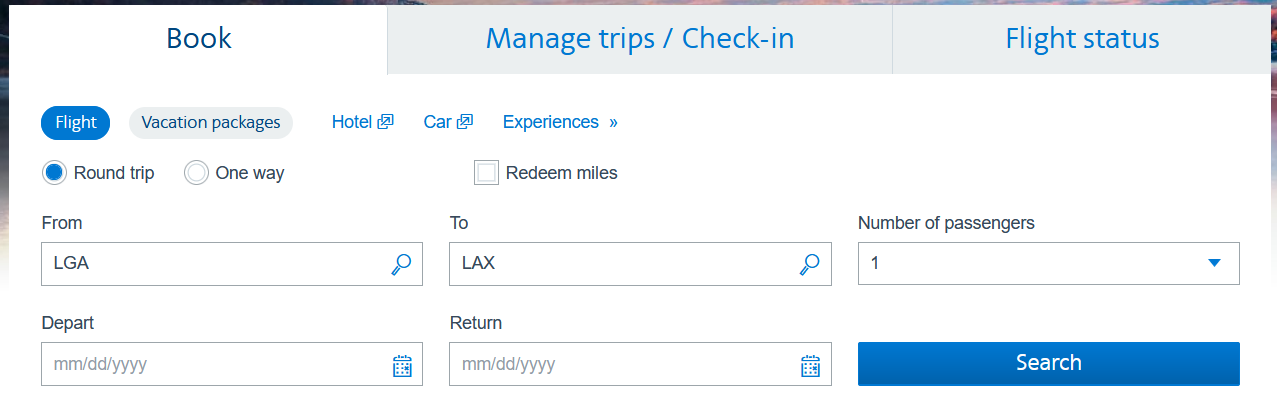 AAdvantage flight booking portal